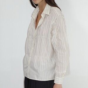 BNWT Deiji Studios GATHERED SHIRT RAQUETTE STRIPE